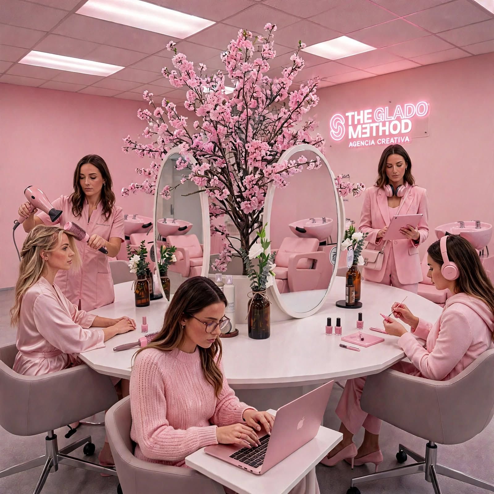 Equipo atendiendo a invitadas en el Beauty Room de The Glado Method