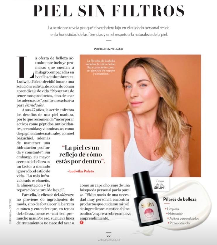 Reportaje Piel sin filtros de SKLIN en Vanidades